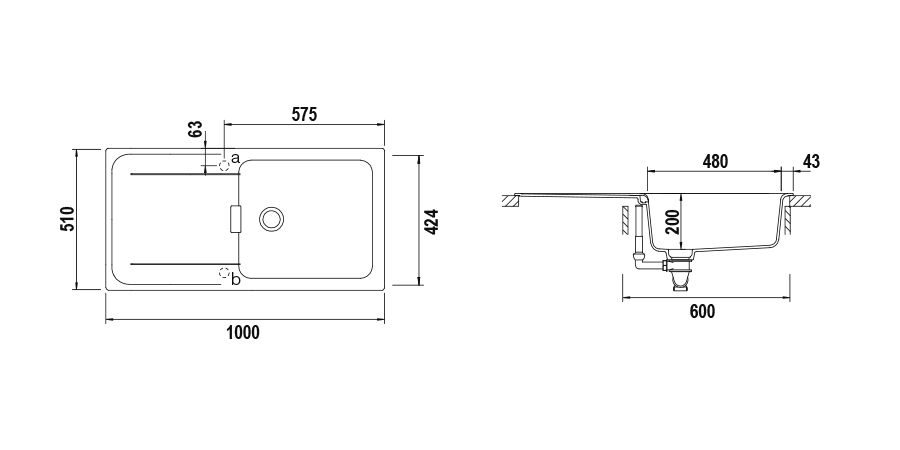 Disegno tecnico Wembley D100L NERO PURO  Cod. WEMD100LA84