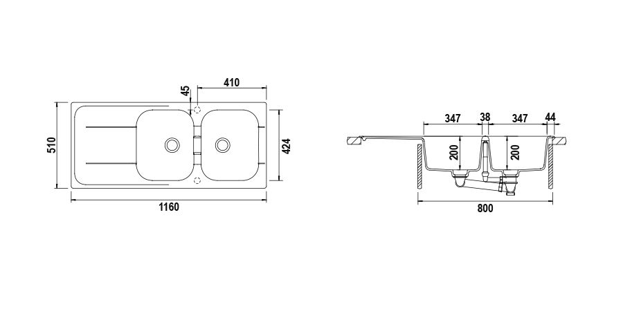 Disegno tecnico Wembley D200 NERO PURO  Cod. WEMD200A84