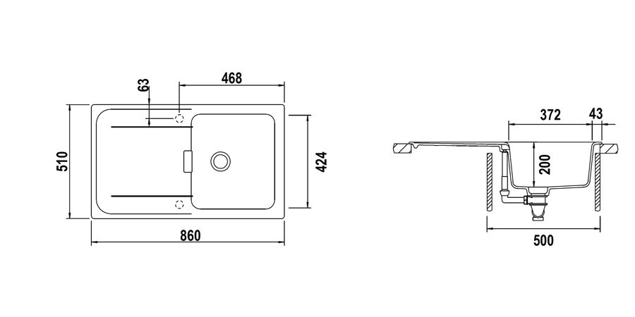 Disegno tecnico Wembley D100 NERO PURO  Cod. WEMD100A84