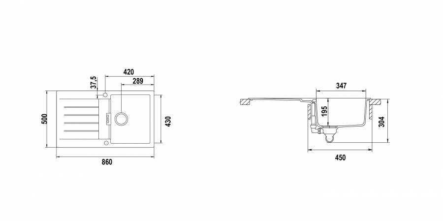 Disegno tecnico Primus D100 ANTRACITE  Cod. PRID100AP51