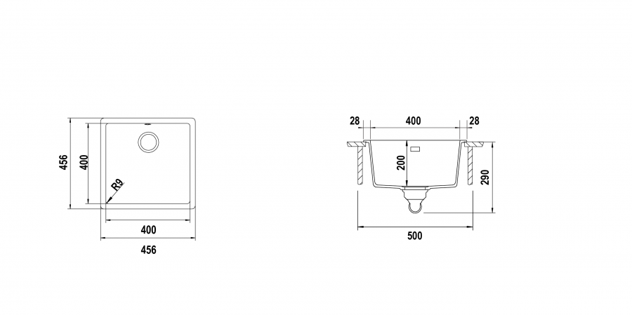 Disegno tecnico Vasche GALAXY N100 BRONZE  Cod. GALN100A87