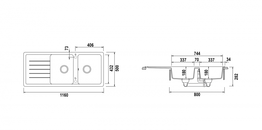 Disegno tecnico Element D200 ANTRACITE  Cod. ELED200A51N