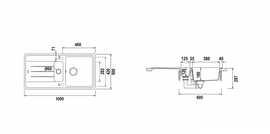 Disegno tecnico Element D150 ANTRACITE  Cod. ELED150A51