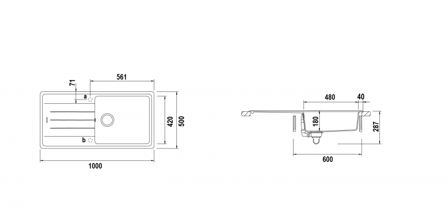 Disegno tecnico Element D100L ASPHALT  Cod. ELED100LA43