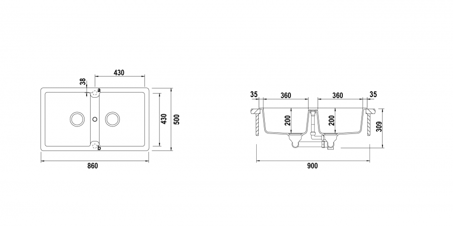 Disegno tecnico Element N200 GRIGIO TORTORA  Cod. ELEN200A42