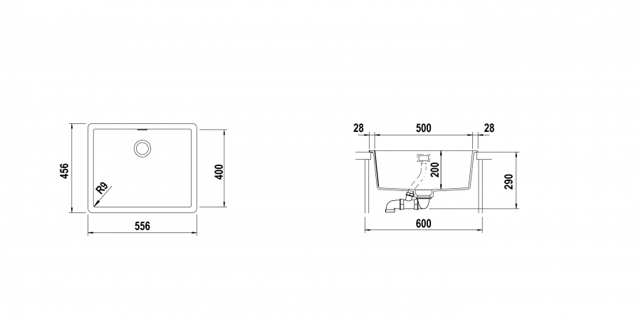 Disegno tecnico Vasche GREENWICH N100L NIGHT  Cod. GREN100LG75