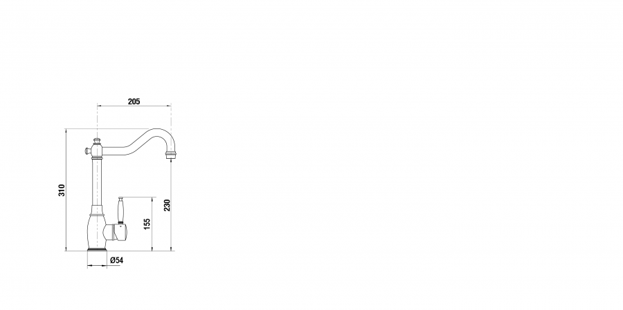 Disegno tecnico RESI ACCIAIO INOX MASSICCIO FINITURA WHITE GOLD  Cod. 513000WGO