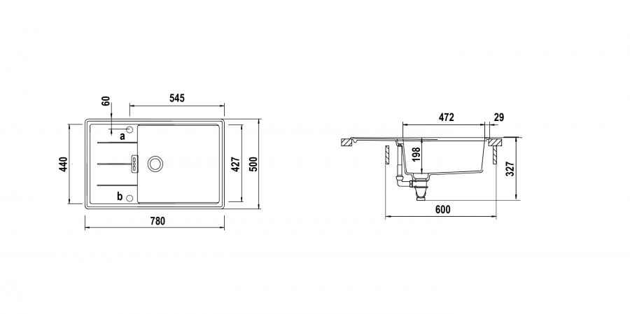 Disegno tecnico Tia D100LS NERO PURO  Cod. TIAD100LS84