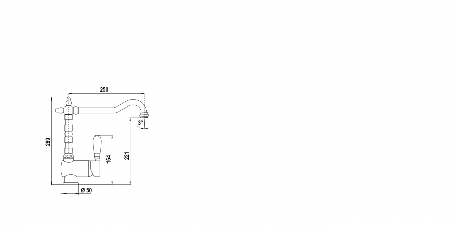 Disegno tecnico NEW AQUASTYLE CROMATO  Cod. SXSTY80