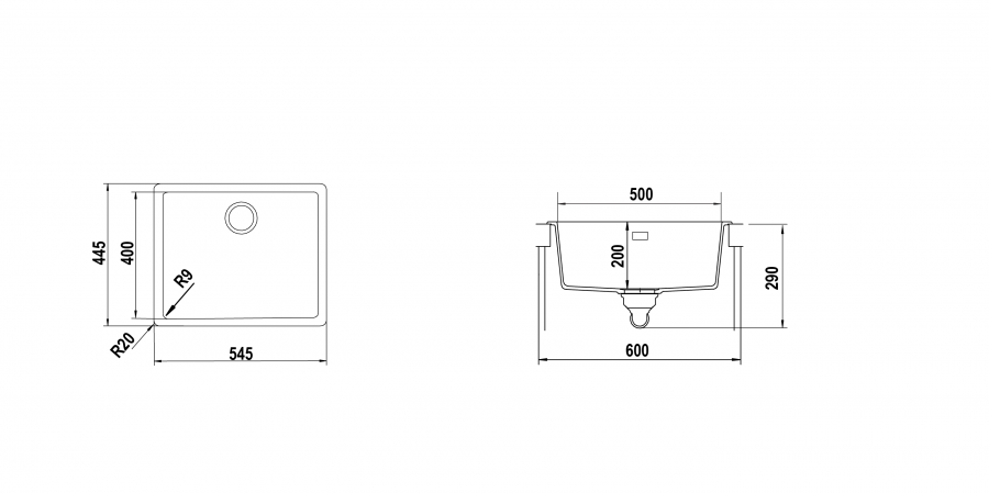 Disegno tecnico Lavelli Filotop GALAXY N100L F NERO PURO  Cod. GALN100LF84