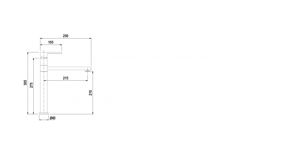 Disegno tecnico AQUAFRAME NERO PURO  Cod. SXFRAM84