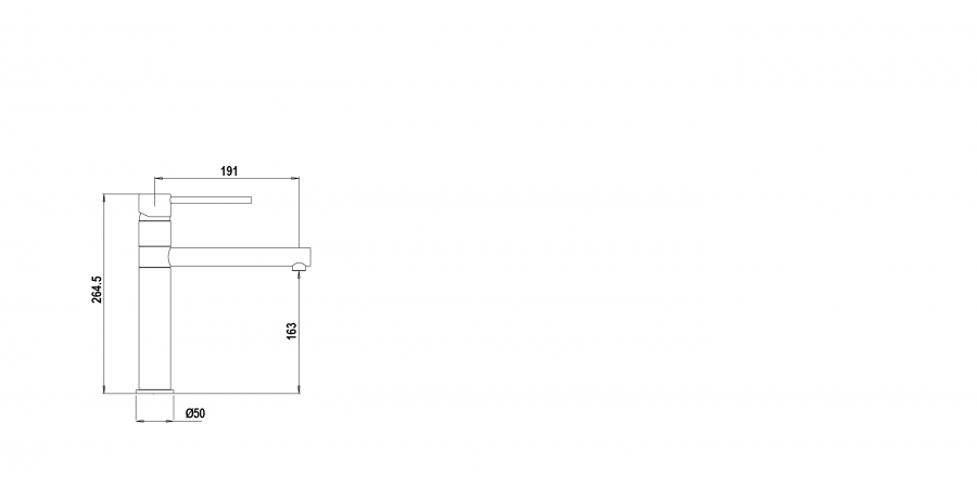 Disegno tecnico AQUALINE CROMATO  Cod. SXLINE80