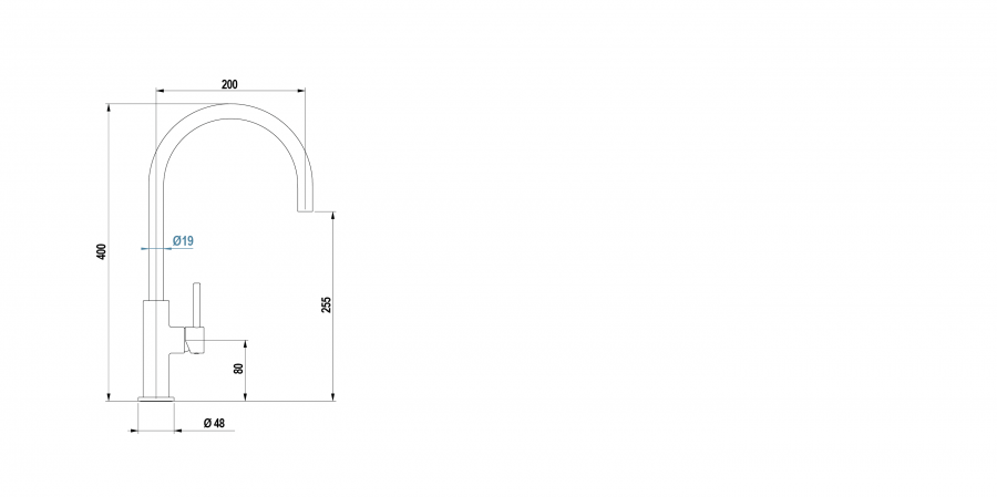 Disegno tecnico AQUASLIM Diametro Slim NERO  Cod. SXSLIMBK