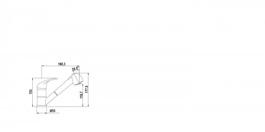 Disegno tecnico OMEGA CON DOCCIA AVENA  Cod. SXOMEGD58