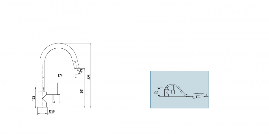 Disegno tecnico AQUAPLAN CROMATO  Cod. 40380.80