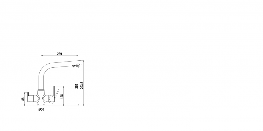 Disegno tecnico AQUAPURA ALTO LINEA CROMATO  Cod. SXPURL80