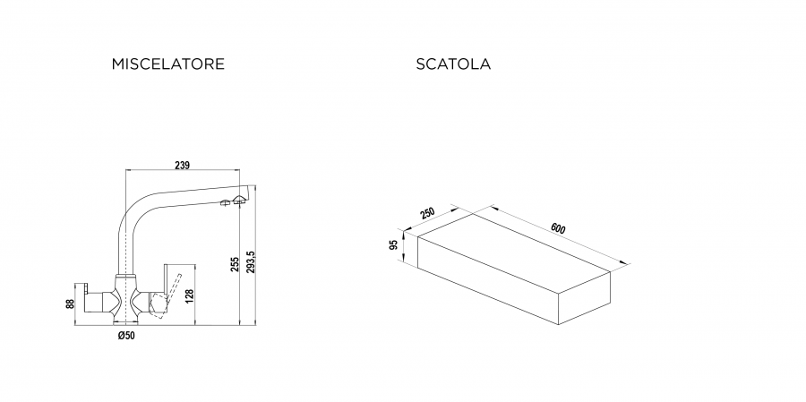 Disegno tecnico NEW AQUAPURA 3x1 KIT CON MISCELATORE ACCIAIO INOX MASSICCIO NERO TUTTO COLORE NERO  Cod. SXPUR3BKN