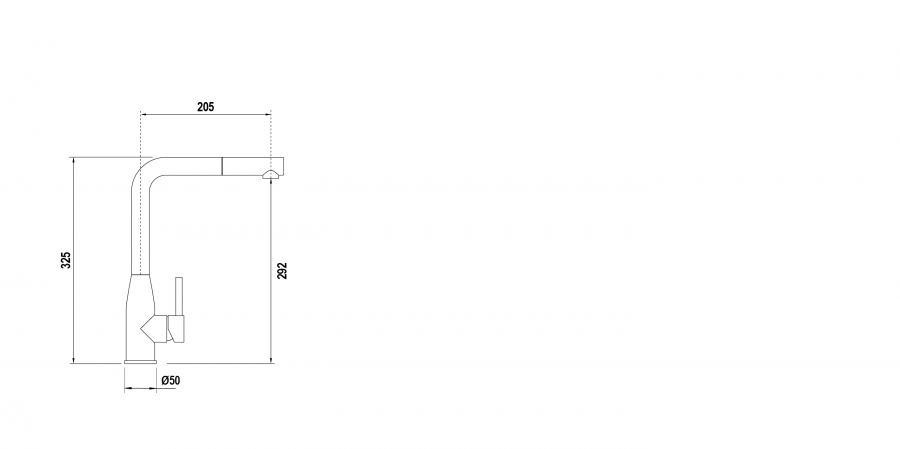 Disegno tecnico KETO CON DOCCIA ACCIAIO INOX MASSICCIO NERO TUTTO COLORE  Cod. 518127PUR