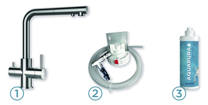 NEW AQUAPURA 3x1 KIT CON MISCELATORE ACCIAIO INOX MASSICCIO ACCIAIO INOX MASSICCIO  Cod. SXPUR3EDM