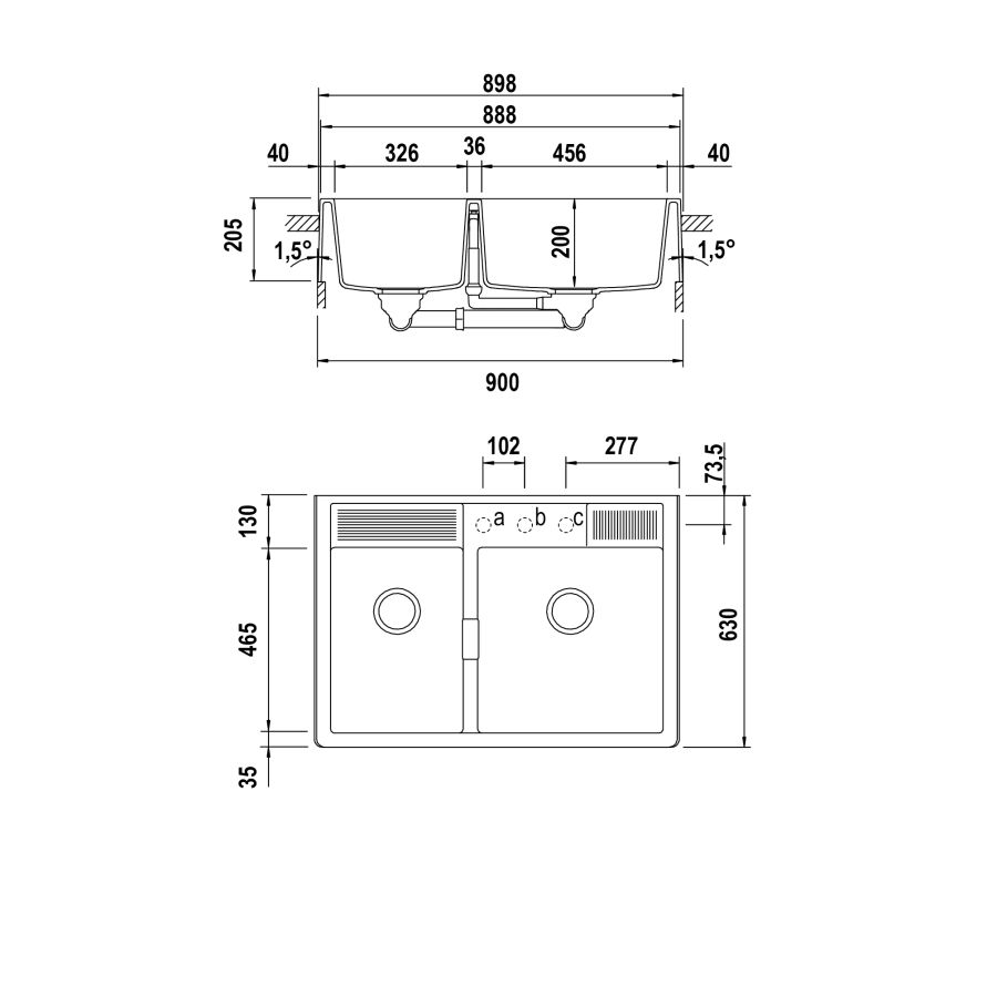 Disegno tecnico Vasche da appoggio KALLIO M175 NIGHT  Cod. KALM175G75