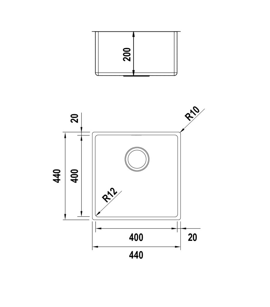 Disegno tecnico Vasche inox NEW TECHNICK N100 INOX  Cod. TECN100