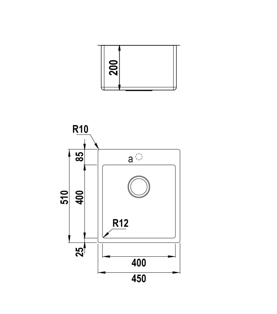 Disegno tecnico Vasche inox NEW TECHNICK PLUS N100 INOX  Cod. TECPN100