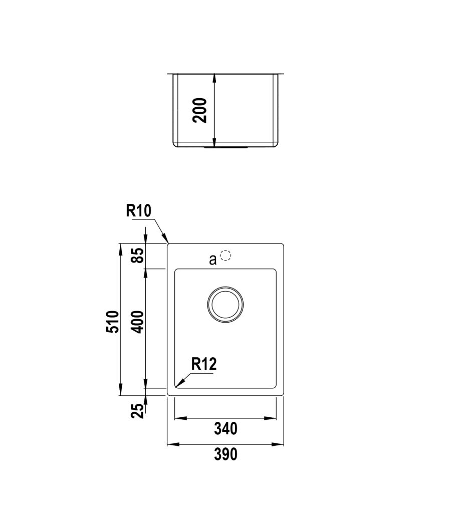 Disegno tecnico Vasche inox NEW TECHNICK PLUS N100S INOX  Cod. TECPN100S