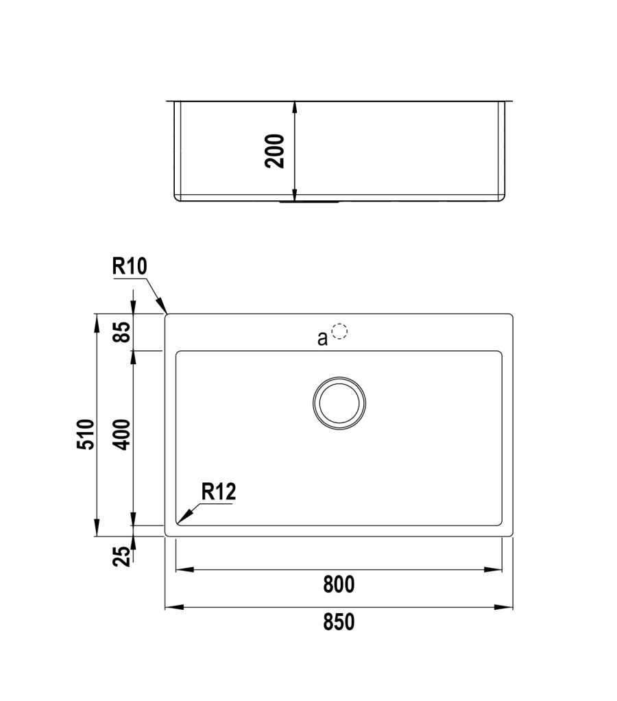 Disegno tecnico Vasche inox NEW TECHNICK PLUS N100XXL INOX  Cod. TECPN100XXL