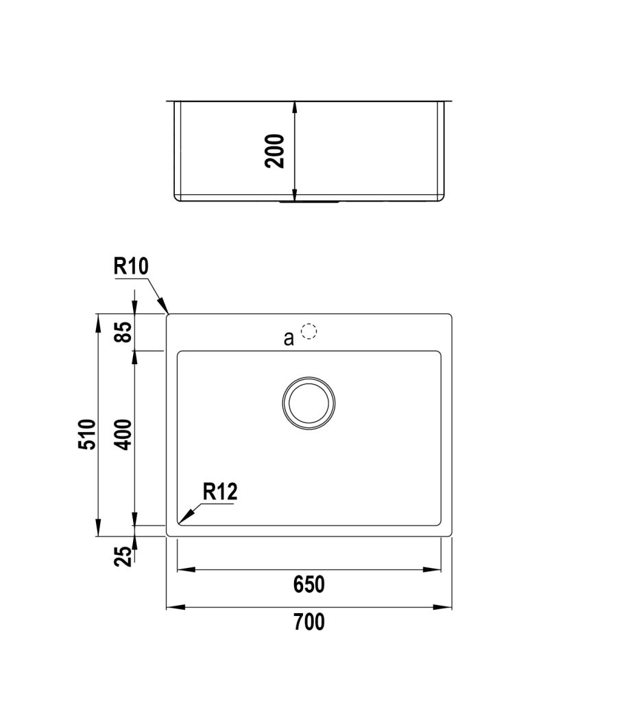 Disegno tecnico Vasche inox NEW TECHNICK PLUS N1002L INOX  Cod. TECPN1002L