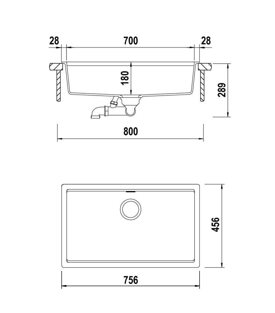 Disegno tecnico Vasche sopratop LAHTI N100XL NERO ASSOLUTO  Cod. LATN100XLA13