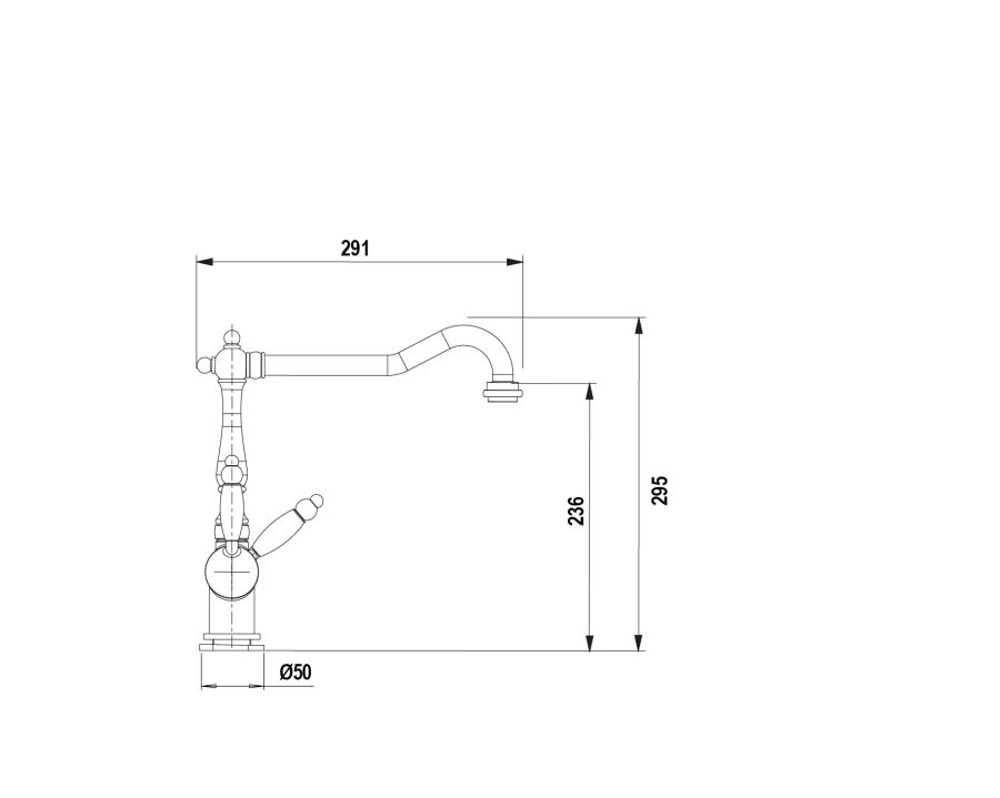 Disegno tecnico AQUAPURA STYLE BRONZATO  Cod. SXSTY3BR