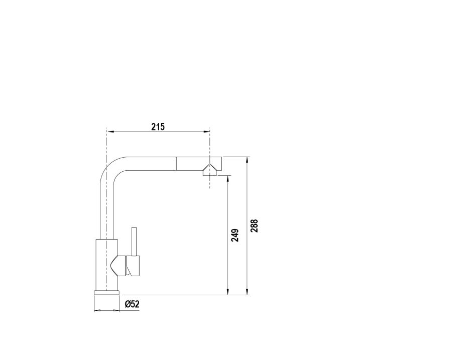 Disegno tecnico KANTUS CON DOCCIA NERO OPACO  Cod. 534127S