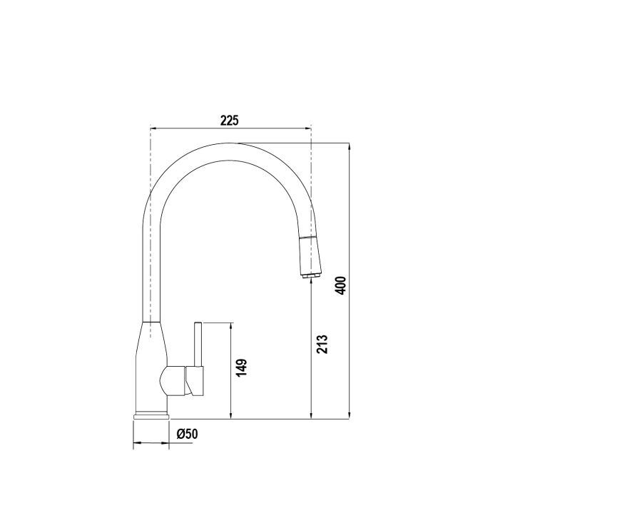 Disegno tecnico KAVUS CON DOCCIA ACCIAIO INOX MASSICCIO  Cod. 559120EDM