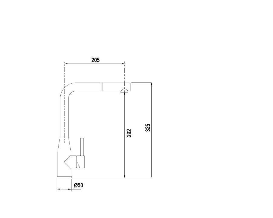 Disegno tecnico KETO CON DOCCIA ACCIAIO INOX MASSICCIO  Cod. 518120EDM