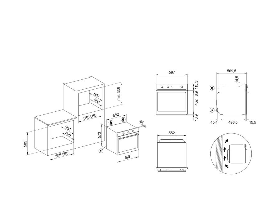 Disegno tecnico Primus SFP98IX INOX  Cod. SFP98IX