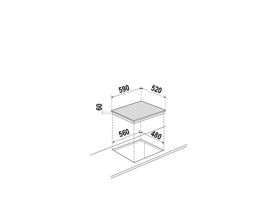 Disegno tecnico Induzione PC60 DOPPIO BRIDGE NERO  Cod. STIB64BK2