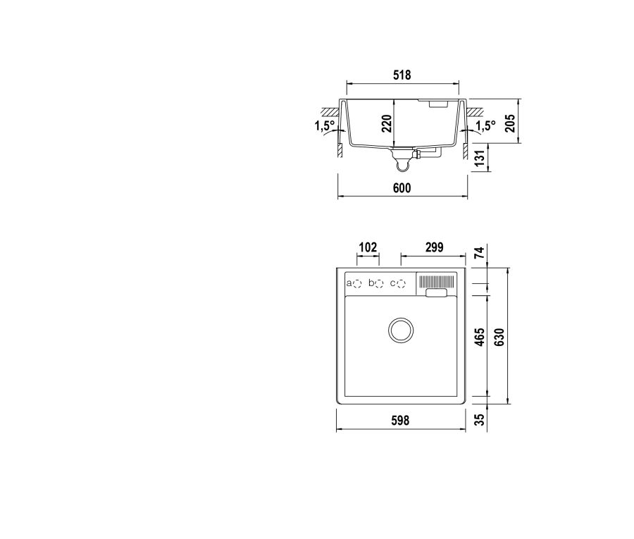 Disegno tecnico Vasche da appoggio KALLIO M100 DAY  Cod. KALM100M74
