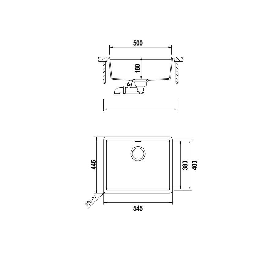 Disegno tecnico Vasche filotop KIRUNA N100L F NIGHT  Cod. KIRN100LFBNGT