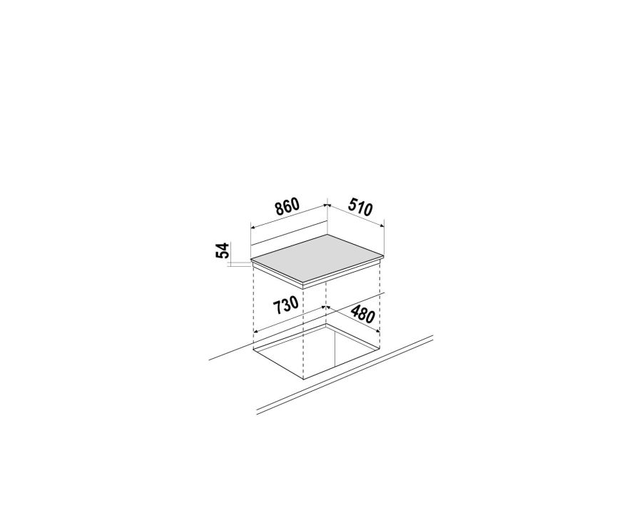 Disegno tecnico Induzione PC90 BRIDGE NERO  Cod. STIB95BK