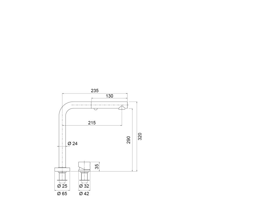 Disegno tecnico AQUADOUBLE CON DOCCIA NERO OPACO  Cod. SXDOUBBK
