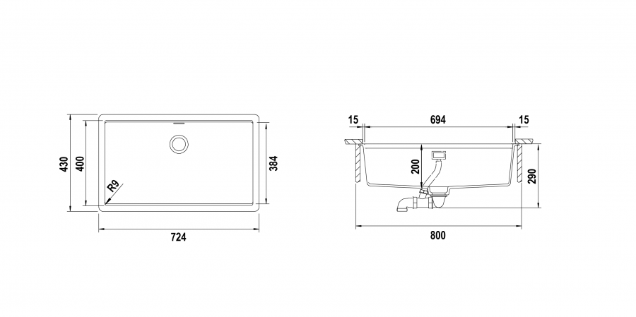 Disegno tecnico Vasche sottotop GALAXY N100XLU SILVERSTONE  Cod. GALN100XLU91